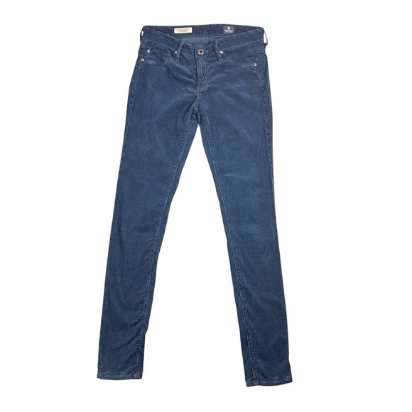 AG Adriano Goldschmeid Corduroy Leggings Pants Sz 27 Super Skinny Dark Blue FLAW - Picture 1 of 12
